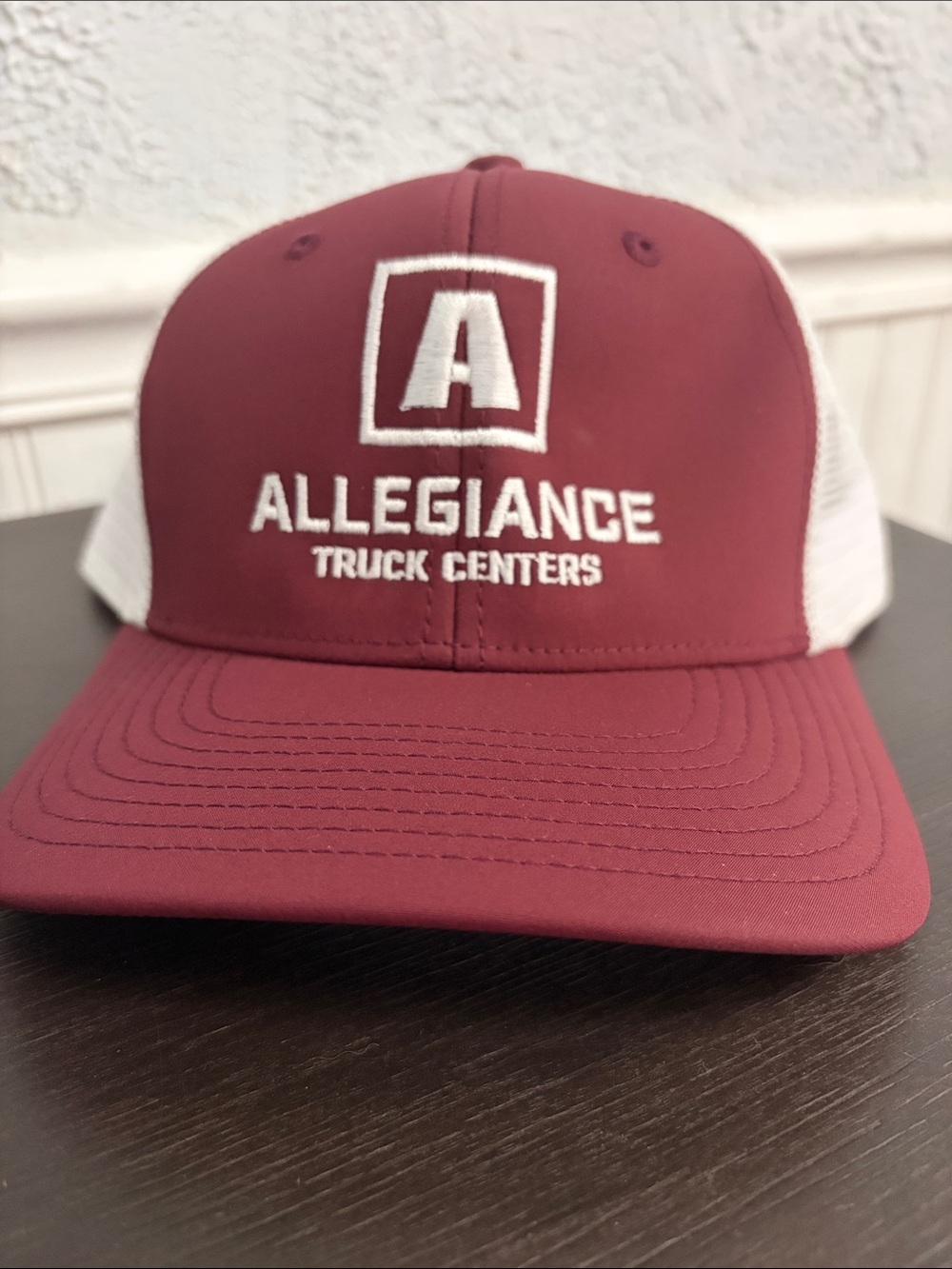 Maroon and White Mesh Trucker Hat